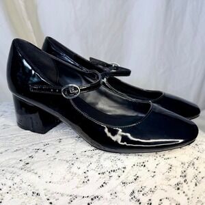 Steve Madden 8M Black Patent Mary Jane Block Heels